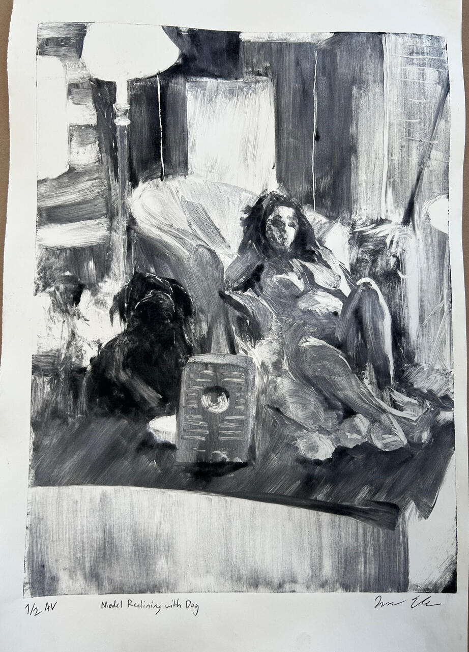 Model Reclining with Dog (February 2025)